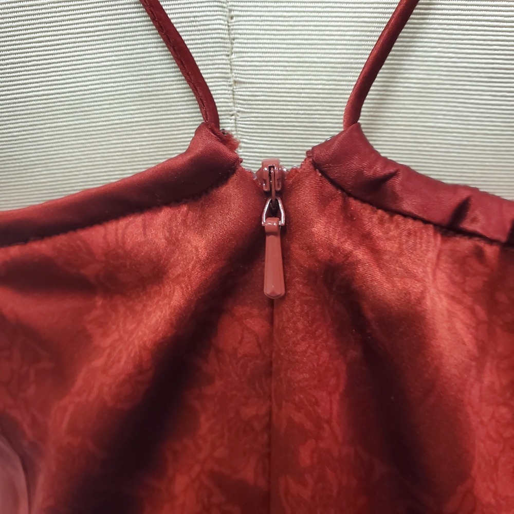 Vintage Banana Republic Womens‎ Y2K Silk Midi Dress Size 4 Red Floral Vampire - Picture 5 of 12